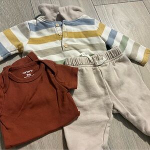 Carter's Multicolor Striped Baby Set with Rust Top
